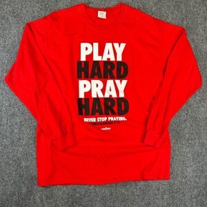Light Source Play Hard Pray Hard Nike Spoof Red Long Sleeve  Shirt Mens L
